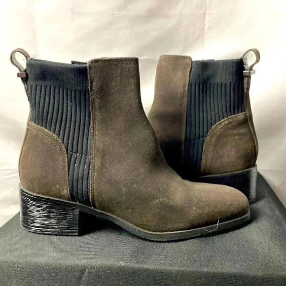REACTION BY KENNETH COLE SALT STRETCH BOOTIE WO SIZE 7.5 BROWN LEATHER UPPER - Picture 1 of 16